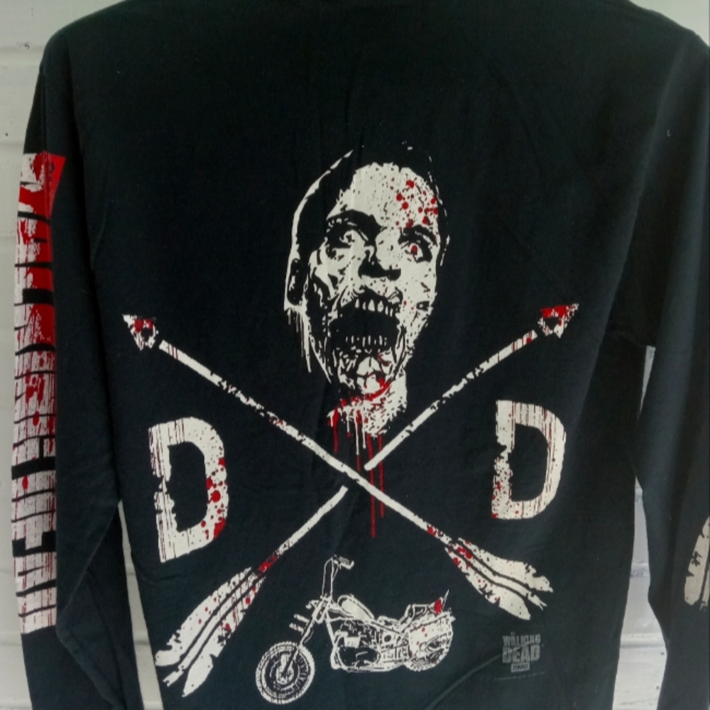 Walking dead long sleeve shirt black red and white